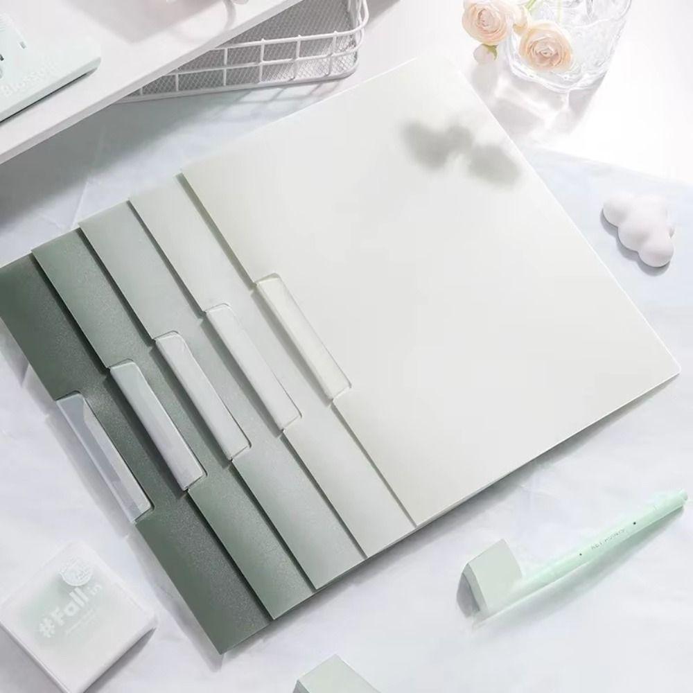 5Pcs Gradient Design Rotating Side Opening Folder Waterproof Dustproof A4 File Folder Plastic Portable Document Container