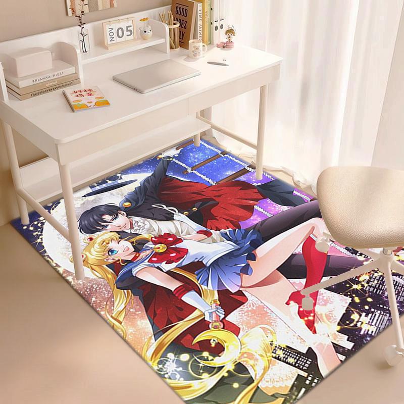 Cute Cartoon Theme Sailor Moon Tsukino Usagi Cartoon Rug Multifunctional Household Anti-slip Decorative Door Mat, Outdoor Floor Mat, and Carpet Y7
