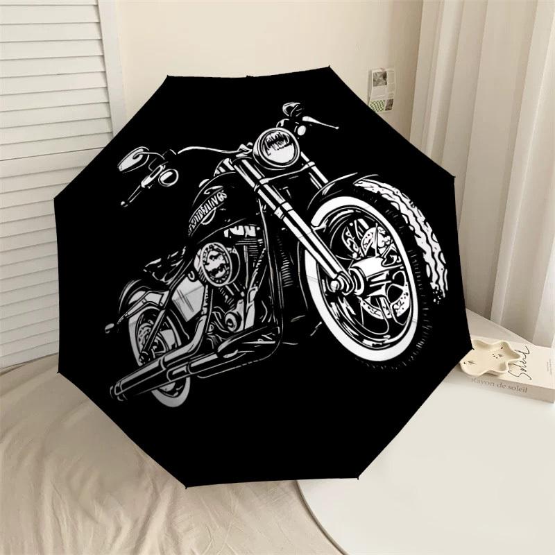 

1PC Motorcycle Illustration Umbrella-9-Rib Reinforced, Automatic Open, Lightweight & Durable, Cute Fashion Accessory for Outdoor-P0783