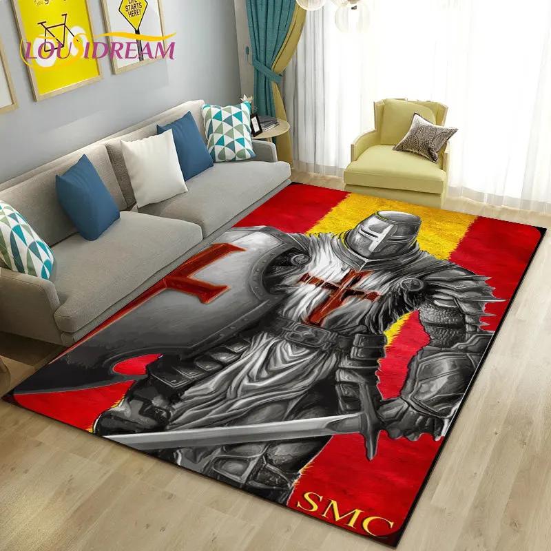Knight Templar Cavalier Crusaders Game Area Rug Large,Carpet Rug for Living Room Bedroom Sofa Doormat Kitchen,Non-slip Floor Mat