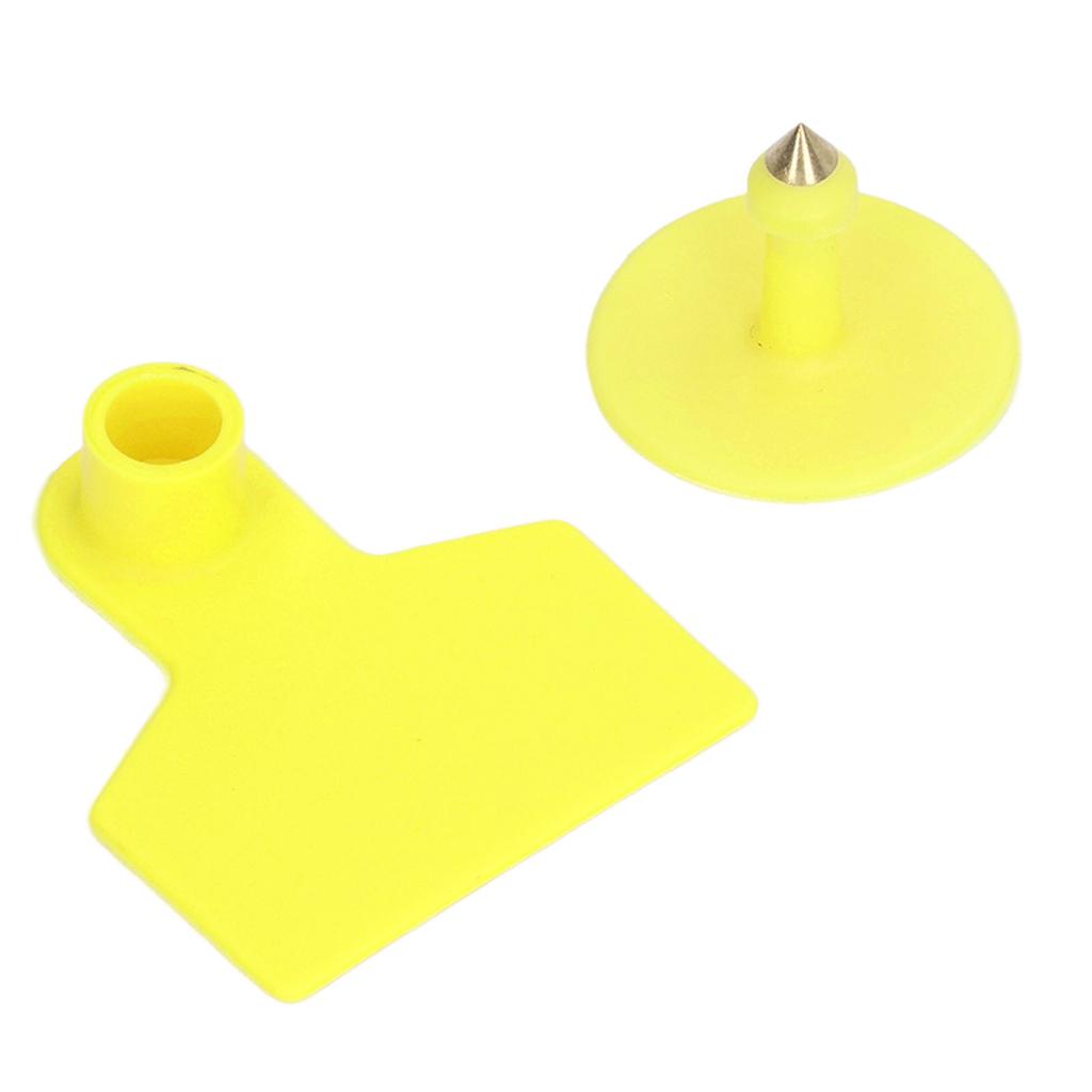 100 Sets Livestock Ear Tags Yellow Strong Plastic Easy to Use Blank Cattle Ear Tags for Cow Sheep