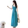 Bright color dopamine Thai summer neck sling dress women's seaside vacation Xinjiang travel wear long dress