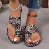 Fashion Large size national style flat set toe slippers female 2025 fashion new breathable printed Roman style foreign trade slippers