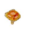 Anillo unisex ajustable de ámbar en amarillo miel con detalles en oro rosa