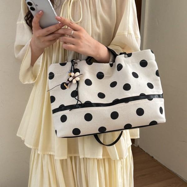 Nova Bolsa de Ombro Casual com Bolinhas Bolsa Mensageiro para o Trabalho Bolsa Almofada Bolsa de Lona Baguete Feminina
