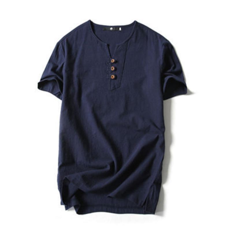 T-shirt men's, Chinese style men's clothing plus fat large short-sleeved fat man large size loose cotton and linen summer T-shirt men's