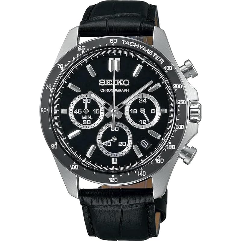 

[Seiko] SEIKO 1/5 second chronograph quartz CHRONOGRAPH QUARTZ watch men s SBTR021 black leather []