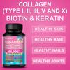 Bcuelov 14 in 1 Kollagenkapseln 64.000 MCG mit Typ I II III V X Biotin Keratin für Hautpflege Haarpflege Nägel und Gelenkschutz 120 Kapseln