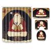 Christmas Shower Curtain Floor Mat Combination Four-Piece Set Bathroom Toilet Carpet Shower Room Mat Foot Mat