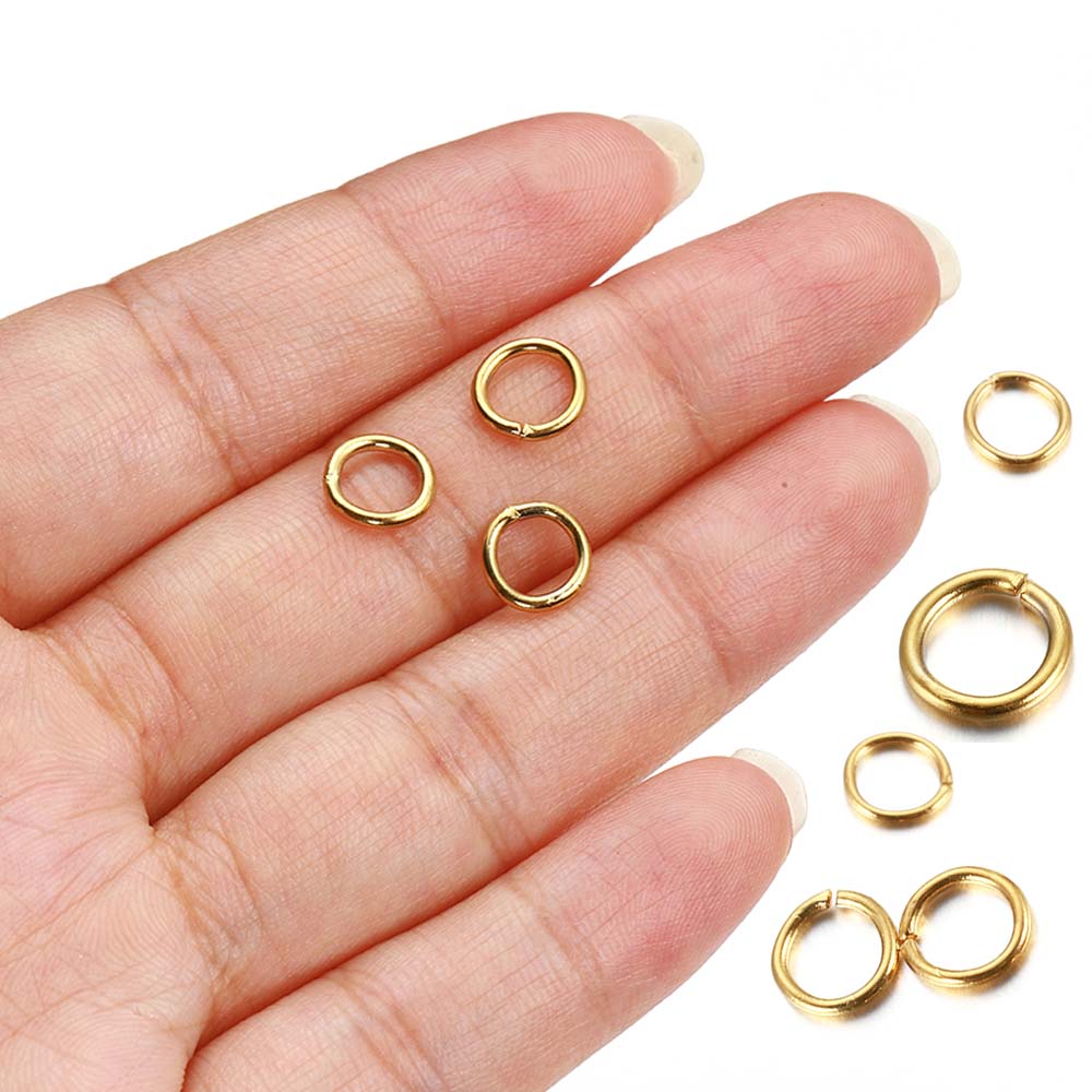 100pcs 4mm 5mm 6mm 7mm 8mm Open Jump Rings Connectors Stainless Steel Gold Plated Split Rings Jewelry Making DIY Supply Findings