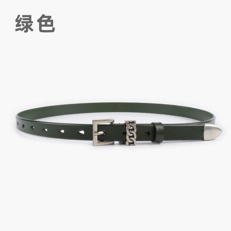 

Тонкий женский ремень из коровьей кожи, панк, для брюк, джинсов, декоративный летний ремень 105cm зелёный