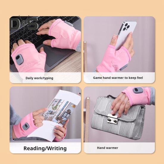 1 pár vyhřívaných rukavic bez prstů Rychlé zahřívání Trvalé teplo Nastavitelné dobíjecí elektrické vyhřívané jezdecké rukavice v plné barvě