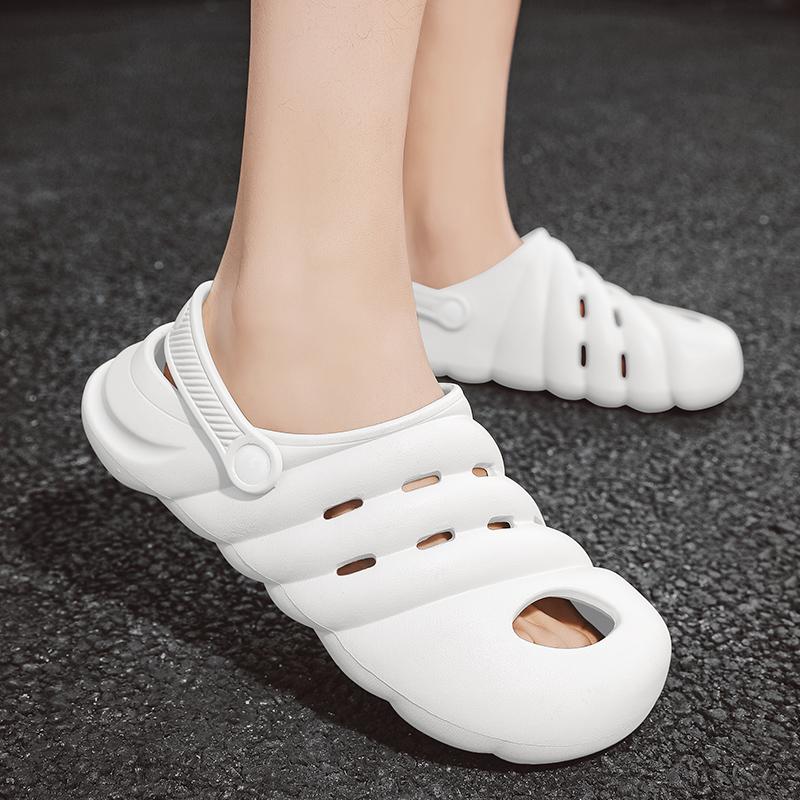 Mens Clogs Waterproof Anti-Skid Thick Bottom Wear-Resistant Cushioned Sole Plush Comfort Easy Slip-On Sandal Shoes