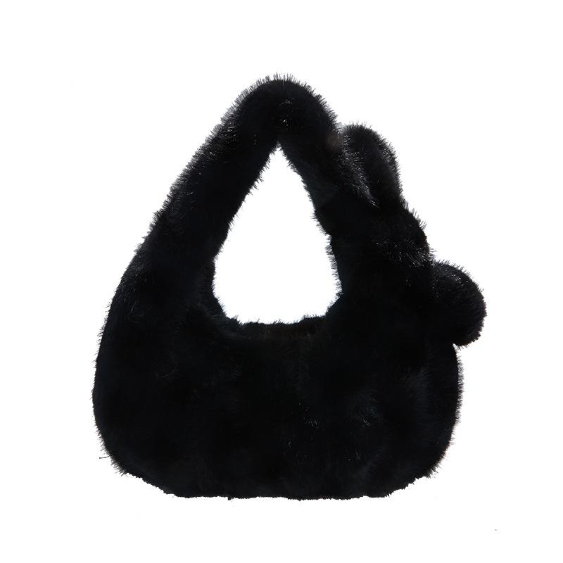 Solid color pleated portable cloud bag autumn and winter fashion new plush bag women's texture handbag