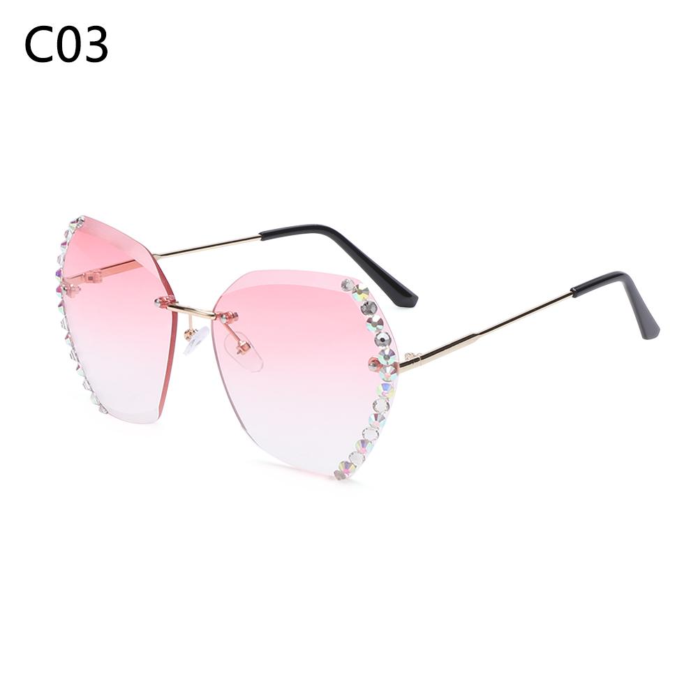 Retro Eyewear Shades UV400 Rimless Sunglasses Diamond Square Sunglasses Sun Glasses Oversized