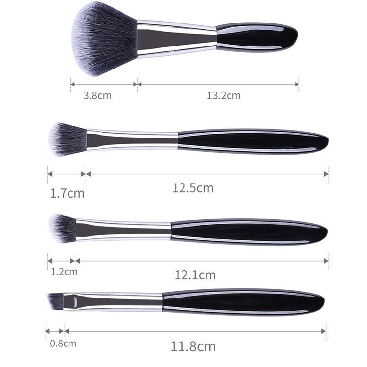 4 In 1 Black Pebbles Makeup Brush Set Eyeshadow Brush Foundation Brush Portable Makeup Brush,Style: Bare Brush