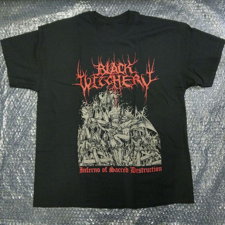 Vtg BLACK WITCHERY - Inferno of Sacred Destruction Cotton Black Shirt Unisex T-Shirt XXXXL