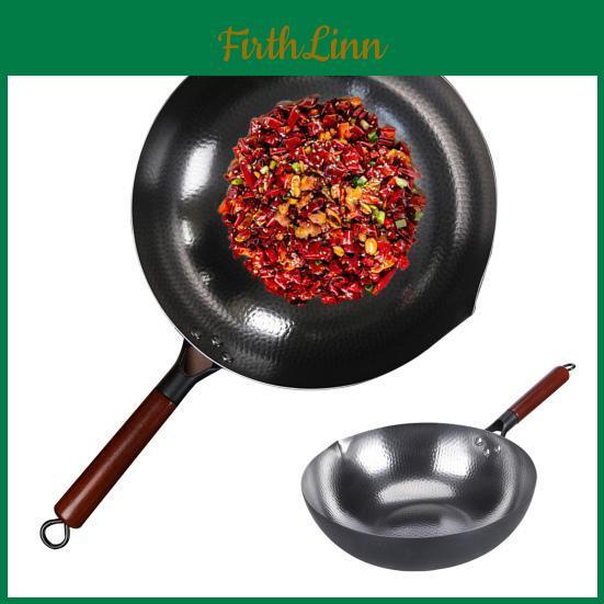 Pan Iron Wok Forged Nonstick Fish Scale Skillet Pot Even Heating Ergonomic Handle Cooking Pot