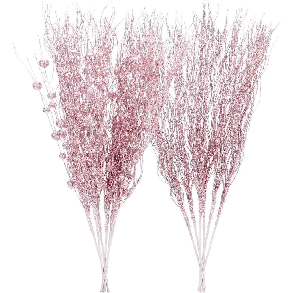 

2 шт. Рождественское украшение Искусственные цветы Блестящие ягоды Украшения для рождественской елки для домашнего декора Новогодние товары для вечеринки 2026 розовый