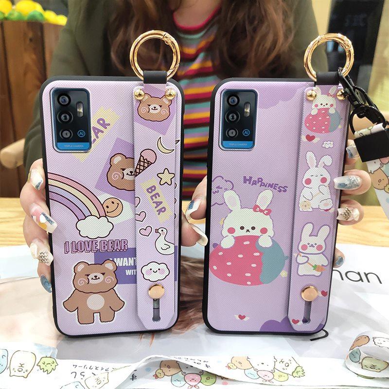Durable Anti-dust Phone Case For ZTE Blade A71/Optus X Swift 5G Cute Kickstand Phone Holder Soft case Lanyard Anti-knock