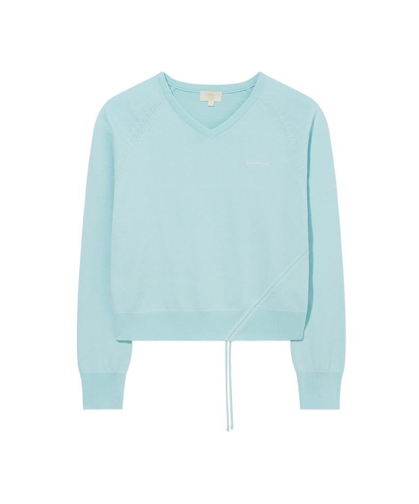COVERNAT WOMAN Shirred V-Neck Knit Sky Blue