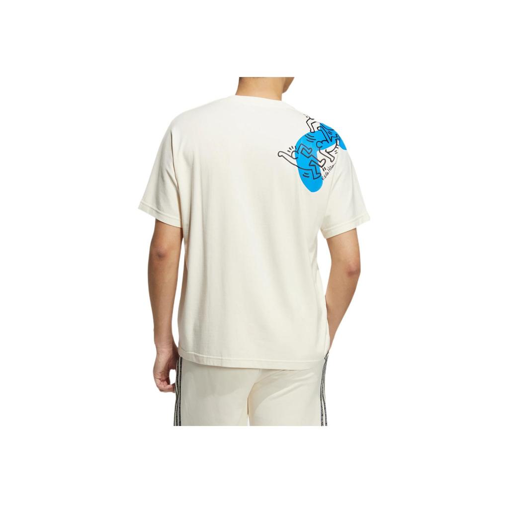 Adidas Keith Haring Collaboration SS22 Cartoon Print Round Neck Short Sleeve T-Shirt Men Tops White HD7264