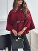Moda Invernale Donna Stile Elegante Colore Puro Cintura con Cintura Cappotto Mantella in Lana