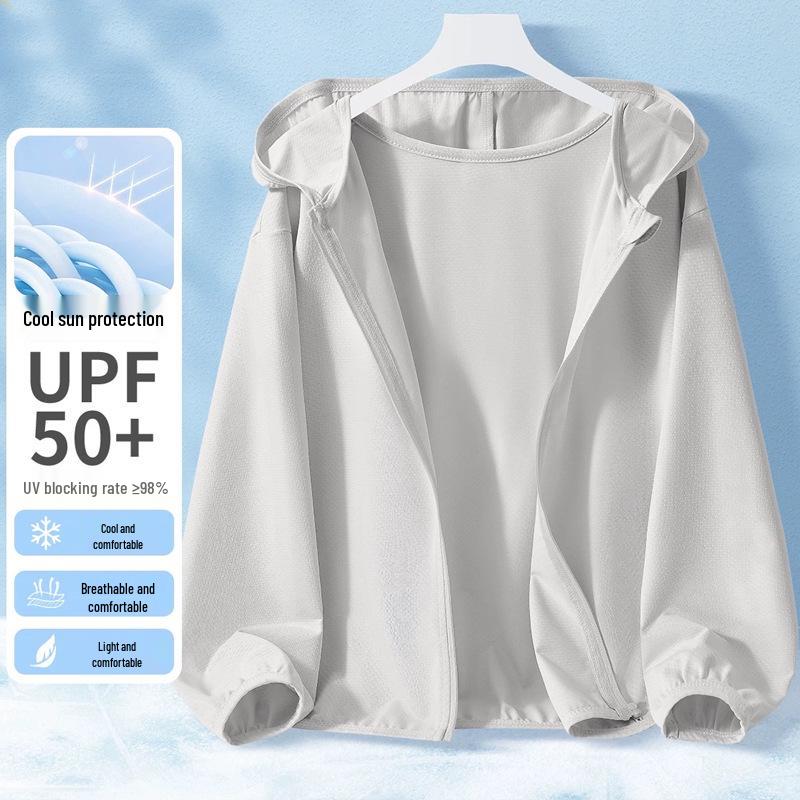 

Детская и родительская дышащая летняя солнцезащитная куртка: Легкий, Тонкий и Унисекс. 140 cm серый