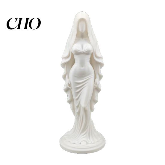 Study Room Ornament 3D Printed Veiled Goddess Statue Artistic Wearing Veil Women Figurine Sculpture Decoration for Home Office Living Desktop
