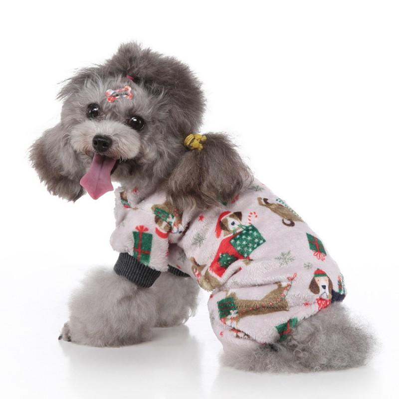 Haustier Hund Vierbeiner Kostüm Winter Weihnachtsoutfit Korallenfleece Hoodie Kleine Mittlere Große Hunde