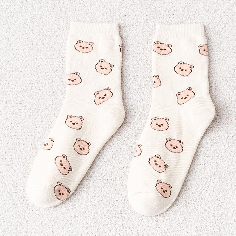 Female Autumn and Winter Plus Velvet and Thick Warm Hair Ring Tube Socks