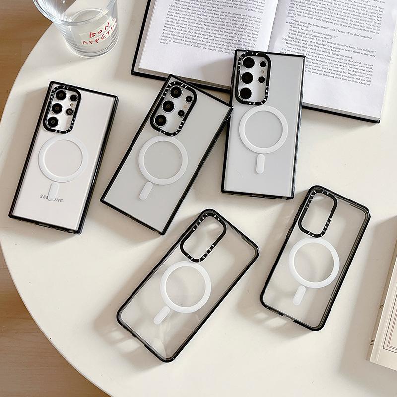 Magnetic Simple Material Suitable for Samsung S23 Ultra Mobile Phone Case 24 Galaxy Protective Case S22 Hard