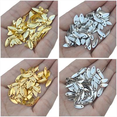 Angelköder Blatt 200 Stück Sortiert Gemischte Größe Klein Gold Silber Fischschuppen Spinnerringe Blätter DIY Angel Löffel Zubehör