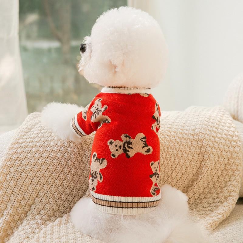 Autumn/Winter Warm Knitted Cat & Small Dog Sweater with Pompoms