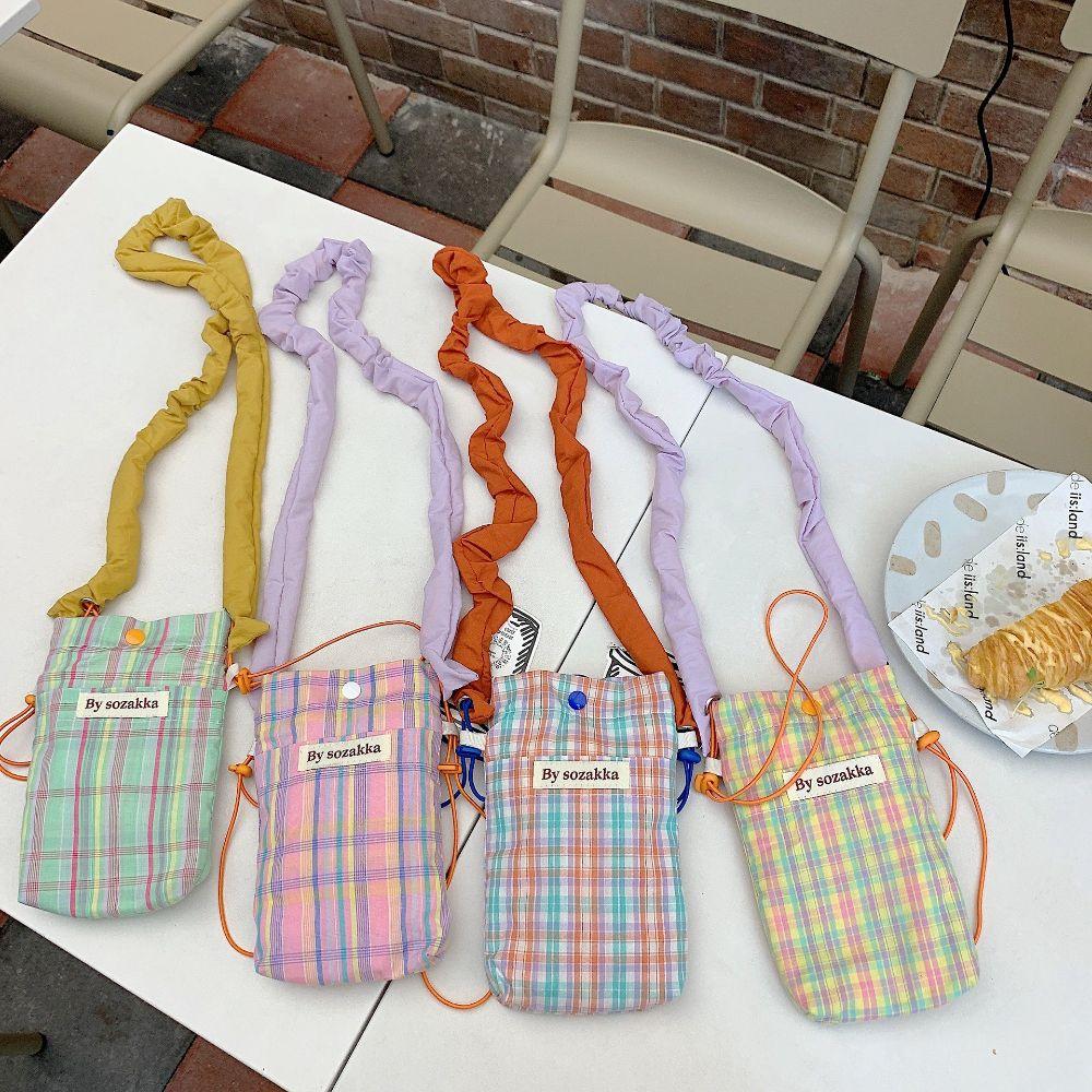 

Trendy Daily Purses Earphone Plaid Coins Bag Cell Phone Bag Women Crossbody Bag Shoulder Messenger
