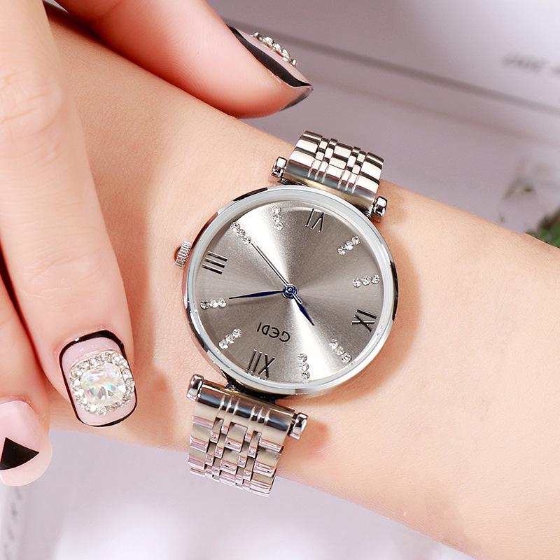 GEDI Women's Rhinestone Steel Band Watch - Fashionable, Trendy, Waterproof, Stylish Ladies' Timepiece