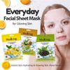 MasKing Beauty Facial Sheet Mask Cucumber, Lemon, Pomegranate, Kiwi & Green Tea for Skin Calming, Brightening, Hydrating & Glowing for Women & Men