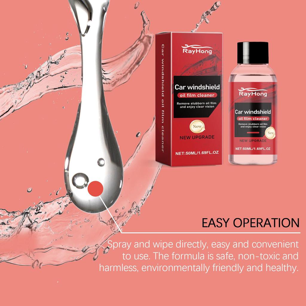 Rayhong Oil Film Cleaner 50ml Powerful degreasing without damaging glass Ensures clear visibility for safe driving