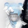Warm Blue Bear Hat with Ear Furry Caps Cartoon Ear Hat Solid Color Wing Winter Plush Hat for Casual Wear