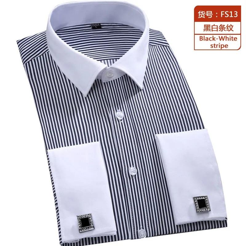 2026 New Men's Long Sleeve Shirt High Quality Tuxedo Standing Collar Wedding Dress Shirt Men's White French Cufflink Shirt