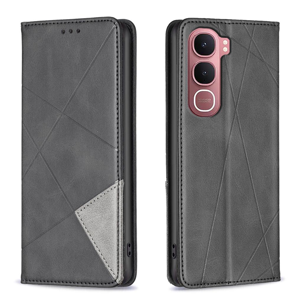 For vivo Y31 5G Case Card Slots Geometry Imprint Leather Phone Cover