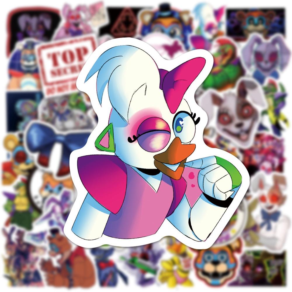 10/50 pezzi Nuovo Five Nights at Freddys : Adesivi Breach di Sicurezza Adesivi Graffiti per Fai da Te Bagagli Laptop Skateboard Moto Bicicletta Adesivi