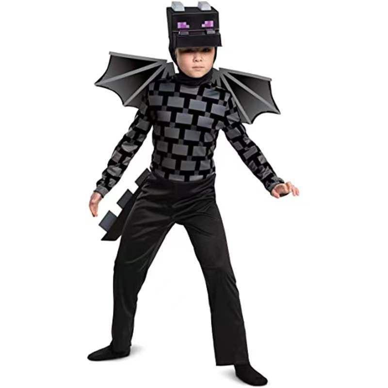 Minecraft Ender Kid Dragon Cosplay Jumpsuit Mask Party Fancy Gifts Halloween