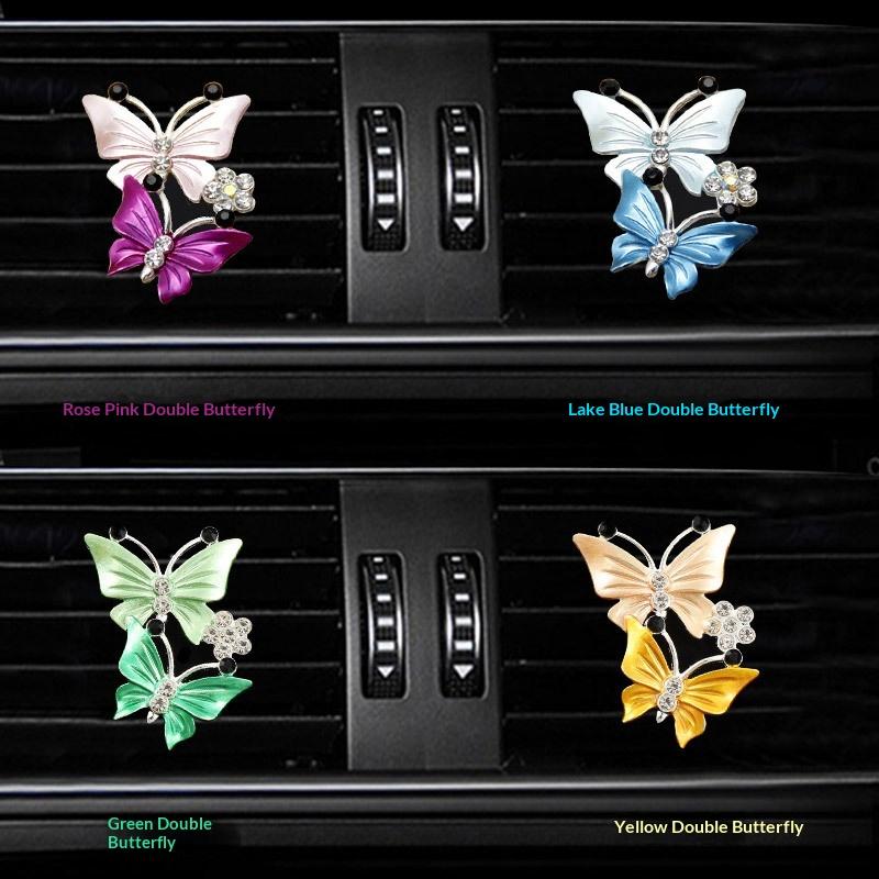 Car Air Conditioning Outlet Perfume Decoration Clip Dual-color Double Butterfly Purification Decoration Clip Car Interior