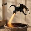 Outdoor Metal Dragon Ornaments Solar Garden Stake Light with Breathing Flame Fiber Optic Effects, Energy Efficient Stakes Waterproof Powered
