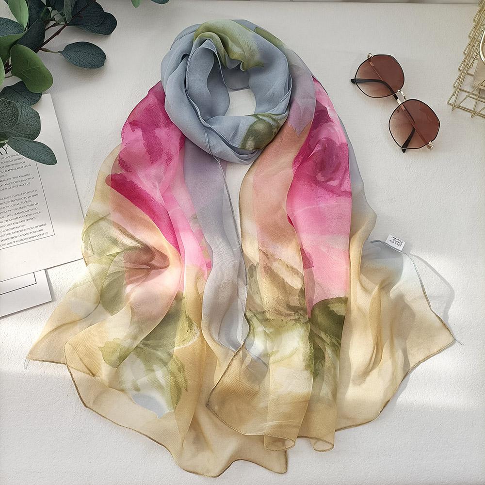 

Красивая градиентная роза женский платок элегантный шифоновый жоржет бандана шарф летний пляж путешествия защита от солнца