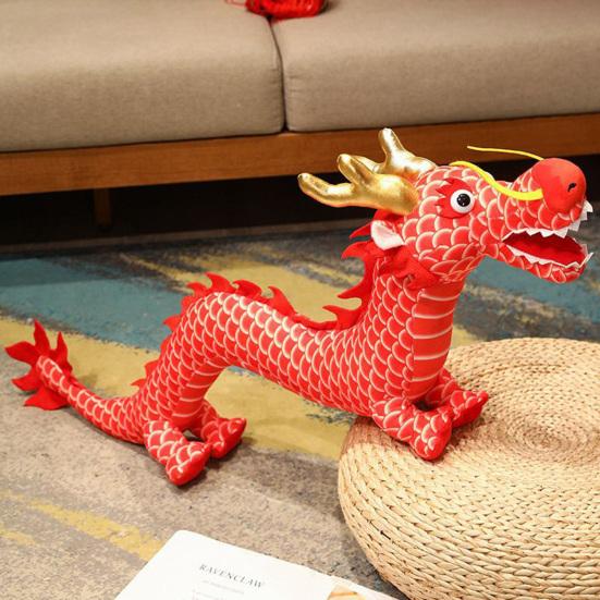 Zodiac Dragon Plyšová panenka Stojící Postoj Kreslený drak Maskot Plyšové Ornament Kawaii Vycpané zvířátko