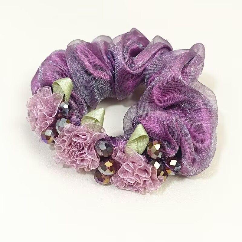 Elegant Mesh Hair Tie with Sparkling Rhinestones, High-End Luxury Hair Accessory for Women, 2025 Style