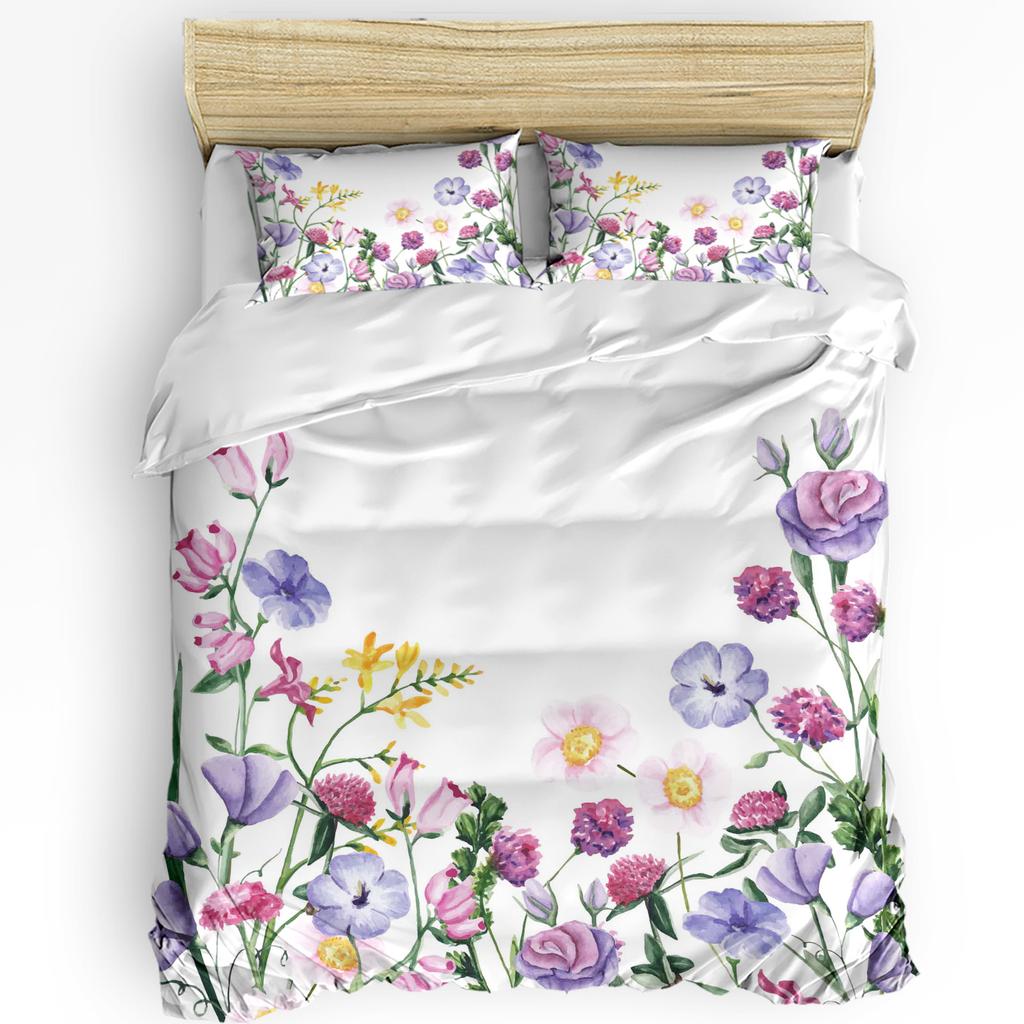 Color Flower Watercolor Plant Duvet Cover With Pillow Case Custom Comforter 3pcs Bedding Set Quilt Cover Double Bed Home Textile