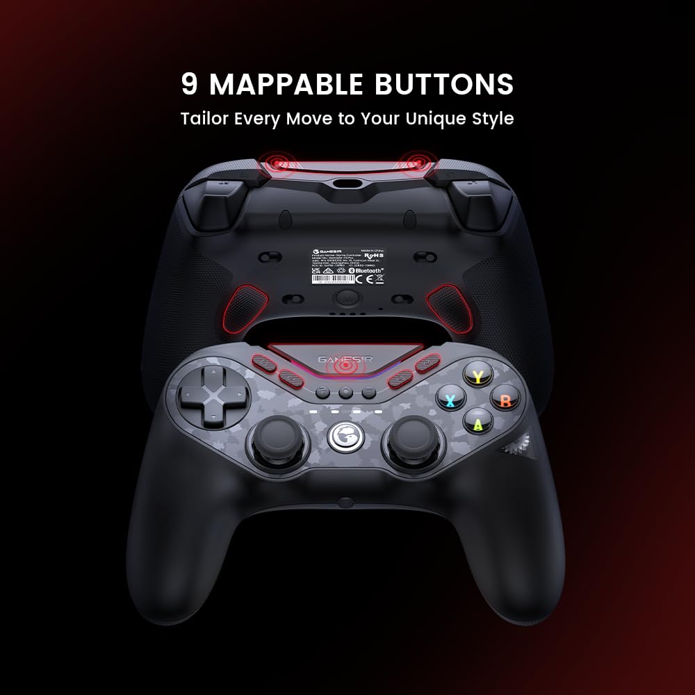 Bezdrátový gamepad GameSir Tarantula Pro s TMR 9 mapovatelnými Hallovými efekty RGB Kompatibilní s a Android Joystick, Tlačítka, Spouště, Osvětlení, Switch,